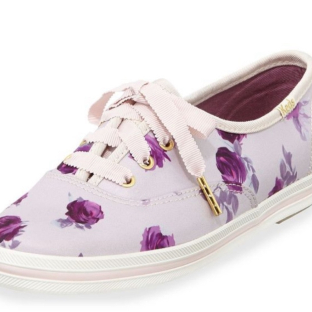 Kate Spade + Keds Runners Sneakers Shoes Purple Flowers Casual Women's 6.5